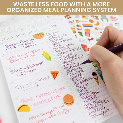 bloom daily planners Weekly Meal Planning Pad - Magnetic Hanging Refrigerator Menu Planner with Tear-Off Sheets & Perforated Grocery Shopping Lists - 6” x 9” (Pink Floral)
