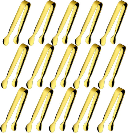 6PCS Ice Tongs Mini Sugar Tongs 4.25Inch Stainless Steel Kitchen Utensils Set,Small Serving Tong and Tiny Kitchen Tong for Appetizers,Tea Party, Coffee Bar, Desserts by Sunenlyst (Silver)