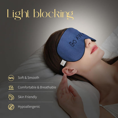 ZIMASILK Adjustable 100% Mulberry Silk Sleep Mask | Super-Smooth Soft Natural Silk Eye Mask for Sleep, Travel, Multiple Color Options ( Navy Blue )