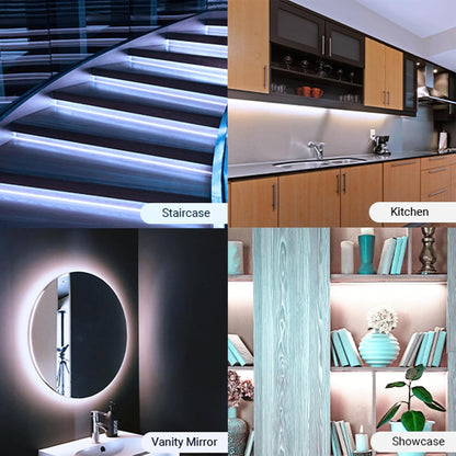 Motion Sensor Led Light Strip Battery Powered, Cuttable, Waterproof, 3.3FT Motion Activated Strip Lights White for Cabinet Closet Kitchen Bathroom Stair Pantry Shelves Bedroom Indoor