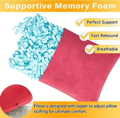 1 MIDDLE ONE 2 Pack Small Pillow, Memory Foam Mini Pillow 11 X 7 Inches for Travel, Sleeping, Nap and Neck, Knee, Lumbar Support, Tiny Cushion for Pet, Dogs (Grey)