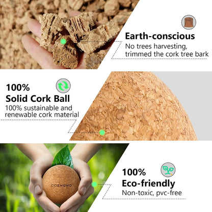 COENGWO Cork Ball Lacrosse Ball, Deep Tissue Muscle Tension Therapy Ball for Trigger Point Therapy, Muscle Soreness, Yoga Therapy, 2.4 Inch