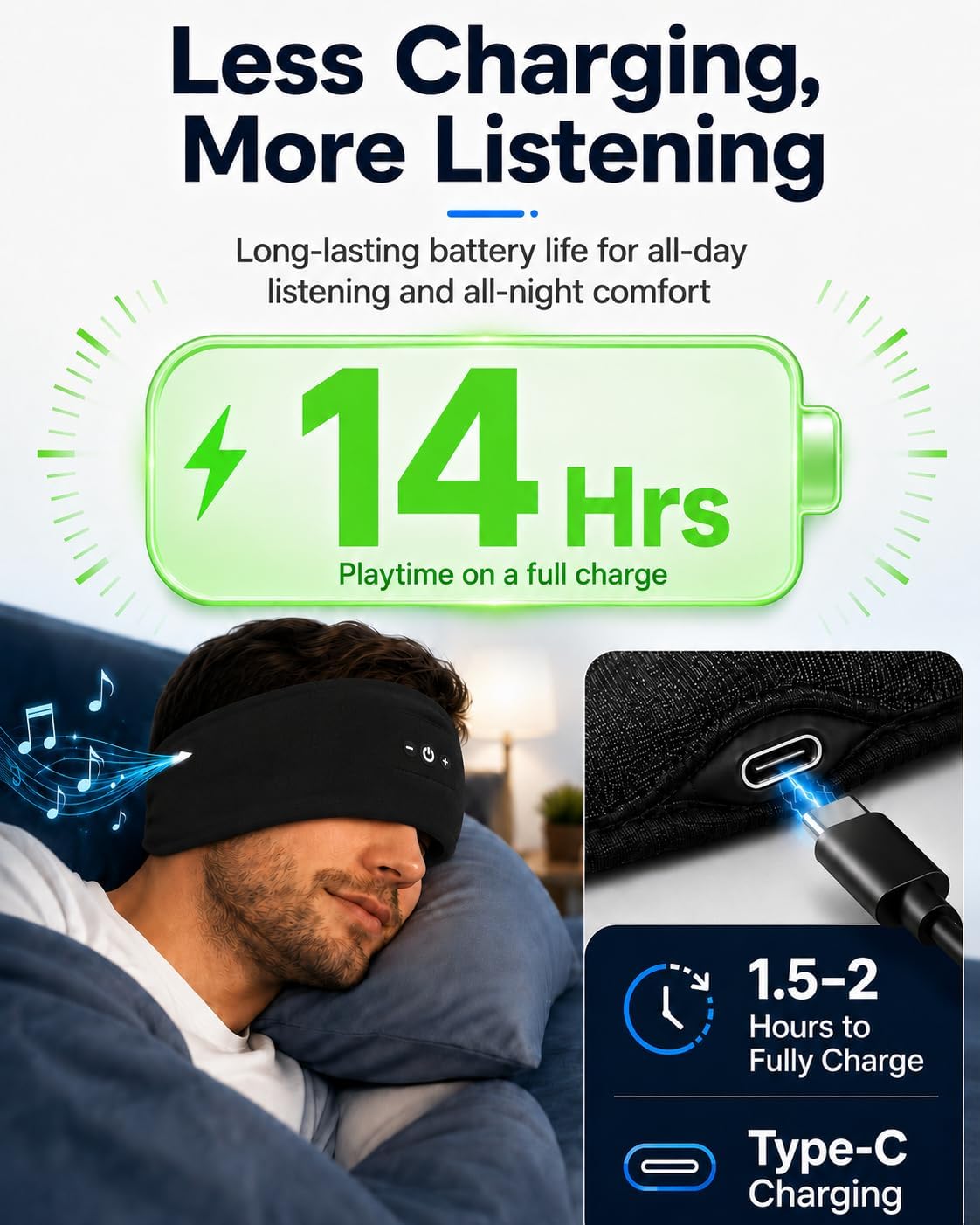 Sleeping Headphones, Headband Headphones with HD Stereo Speakers