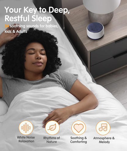 FamiSym Rechargeable White Noise Sound Machine Baby with Night Light