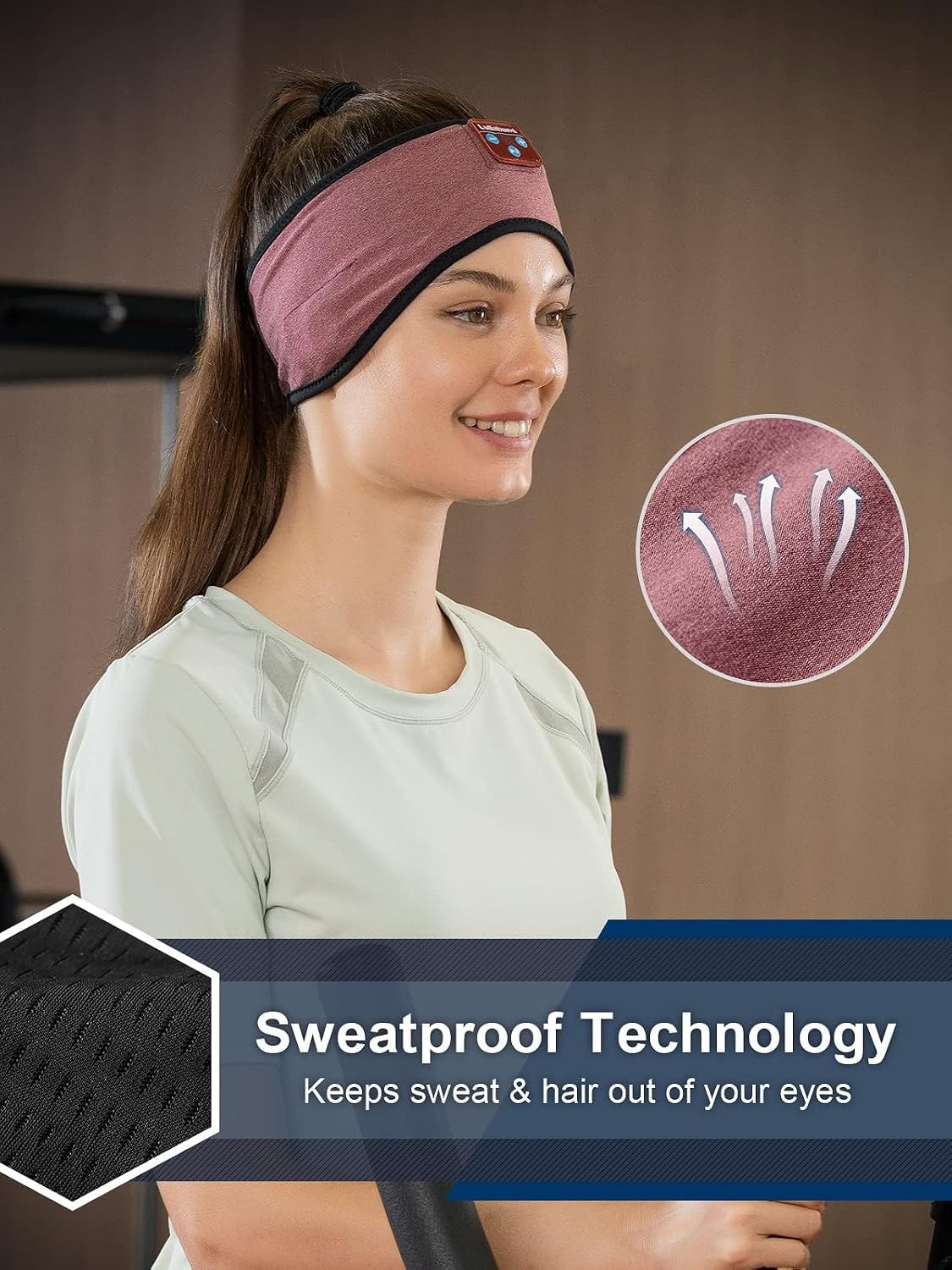 Lullaband Sleep Headphones, Bluetooth Headband Headphones with 12-Hour Battery, Soft Headband for Sleeping, Travel, Exercise, Yoga & Relaxation