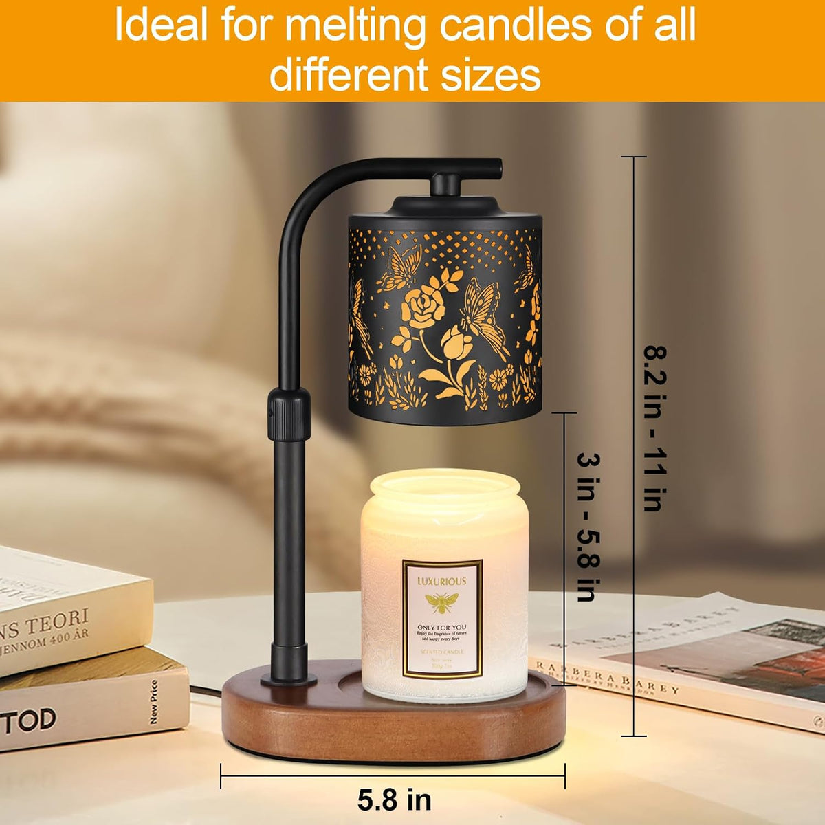 kobodon Candle Warmer Lamp with Timer Dragonfly Electric Candle Lamp Warmer