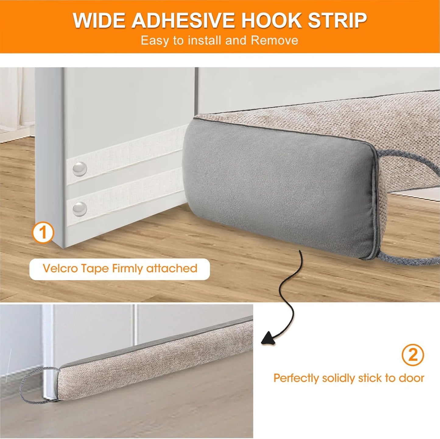 Weighted Door Draft Stopper, Grey, 32inch | Under Door Noise Blocker, Front Door Insulation, Weatherproof Strip, Energy Efficient