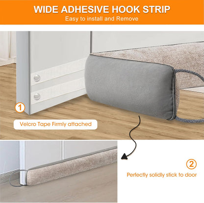 Weighted Door Draft Stopper, Grey, 32inch | Under Door Noise Blocker, Front Door Insulation, Weatherproof Strip, Energy Efficient
