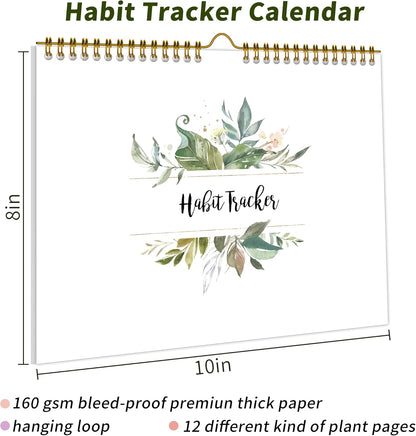 Habit Tracker Calendar Undated for Daily, Weekly & Monthly, 7.5" x 10"