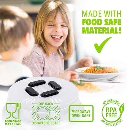 Hover Cover Collapsible Magnetic Splatter Cover, 10-Inch Clear BPA-Free Food Lid Vented Plate Guard with Steam Vents, Anti-Splash Microwave Lid, Dishwasher Safe Space-Saving Magnetic Storage, Charcoal