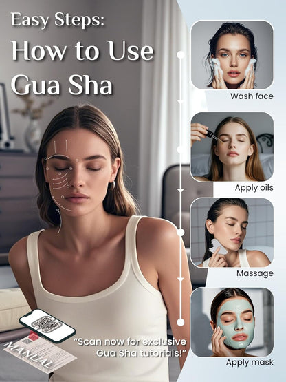 Rena Chris Gua Sha Facial Tools, Stainless Steel Guasha Tool for Acupuncture, Manual Massage Tool for Jawline Sculpting and Puffiness Reducing, Gua Sha Facial Massage Tool, Skin-Care Gift (Silver) | Face Massage Tool for Jawline Sculpting, Puffiness