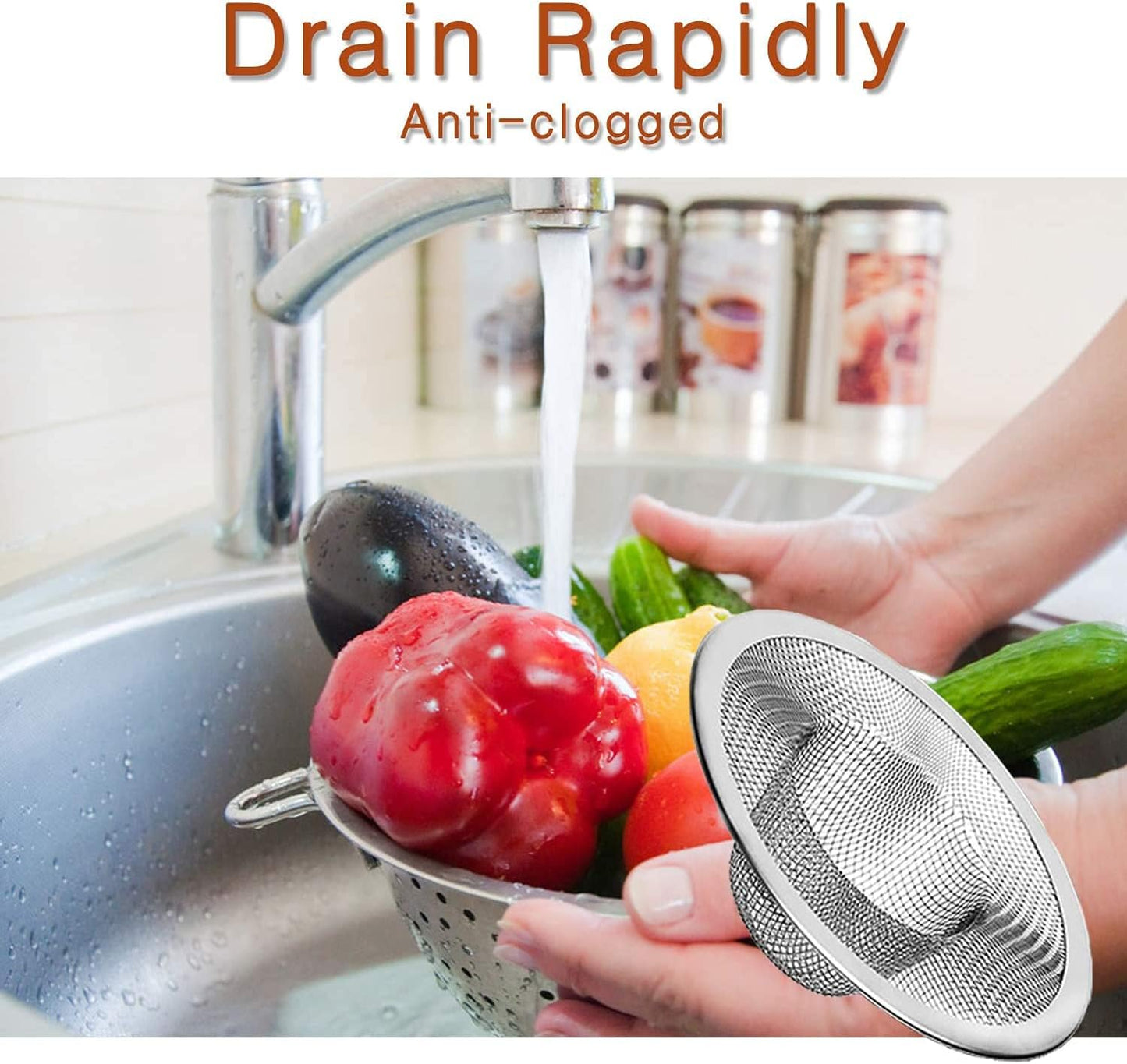 2pcs Heavy Duty Stainless Steel Slop Basket Filter Trap, 2.75" Top / 1" Mesh Metal Sink Strainer Shower Drain Hair Catcher for Kitchen Bathroom Bathtub Wash Basin Floor Balcony Drain Hole, Utility
