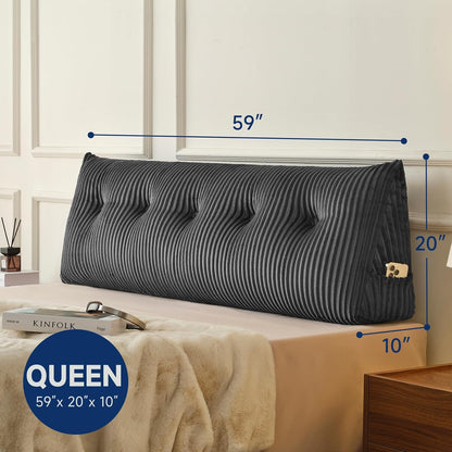 Z-hom Headboard Pillow, Wedge Backrest Cushion, Queen Size,NO Roll Pillow | Grey Triangular Backrest Cushion Equipped,NO Roll Pillow,Ideal for Reading,Sitting Up in Bed&Filling Headboard Gaps