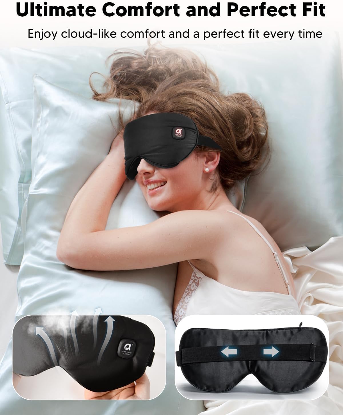 arboleaf Heated Eye Mask, Cordless Rechargeable Warm Eye Compress, Temperature Control, Light Blocking, Washable Cover & Travel, 1000mAh Rechargeable Battery