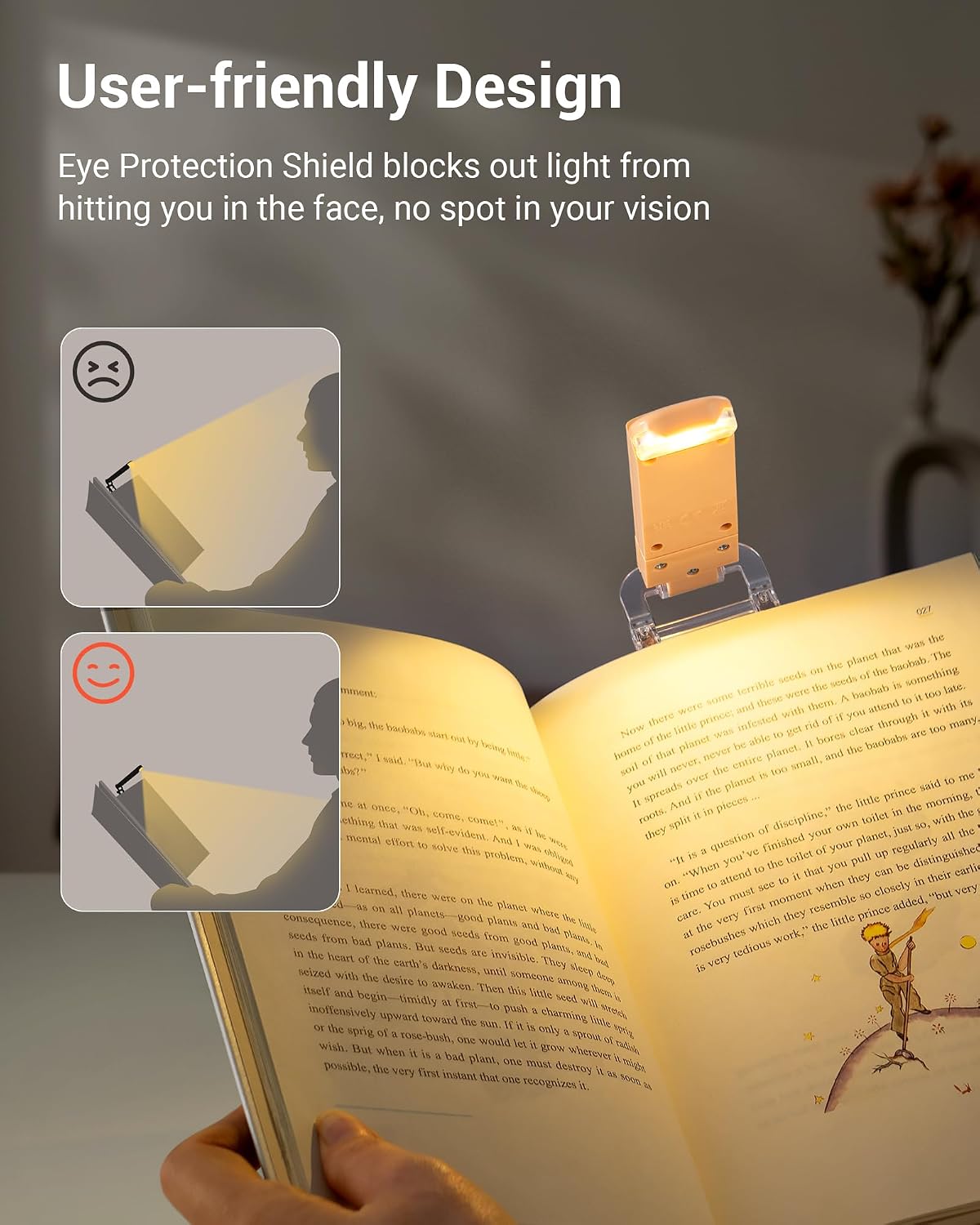 DEWENWILS USB Rechargeable Book Reading Light, 3000K Warm White, Brightness Adjustable Clip on LED Bookmark Lamp at Night in Bed, Portable Booklight for Bookworms, Kids