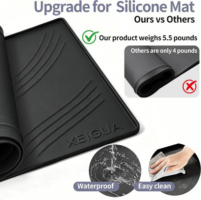 Washing Machine Pan, Drain Pan, Large 33×30/4 LBS Silicone Drain Pan, Waterproof Non-Slip Drip Tray with Raised Edge, Anti-Vibration Floor Leak Protector for Washer, Dryer and Laundry Room