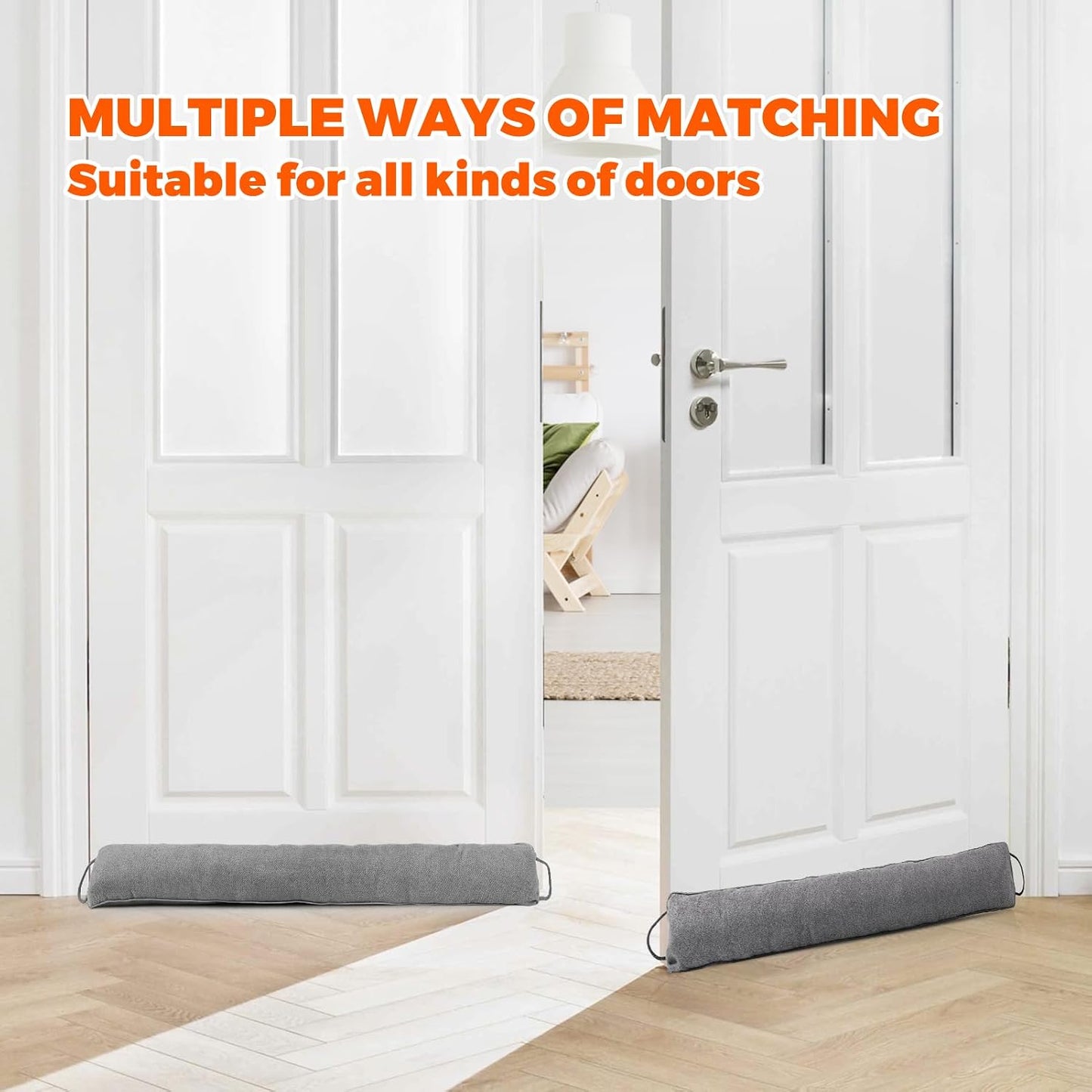 Holikme Weighted Door Draft Stopper - Under Door Seal, 36inch Black | Heavy Duty Fabric, Removable Washable Cover, Hook-and-Loop Fasteners Included, Soundproof & Thermal Insulation, Energy Saving