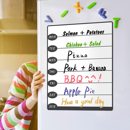 Outus 2 Pieces Magnetic Weekly Dry Erase Boards Erasable Weekly Calendars Whiteboard Planners with 2 Pieces Markers for Office, Home, School Supplies (Color 1, 9.4 x 7.5 Inch)