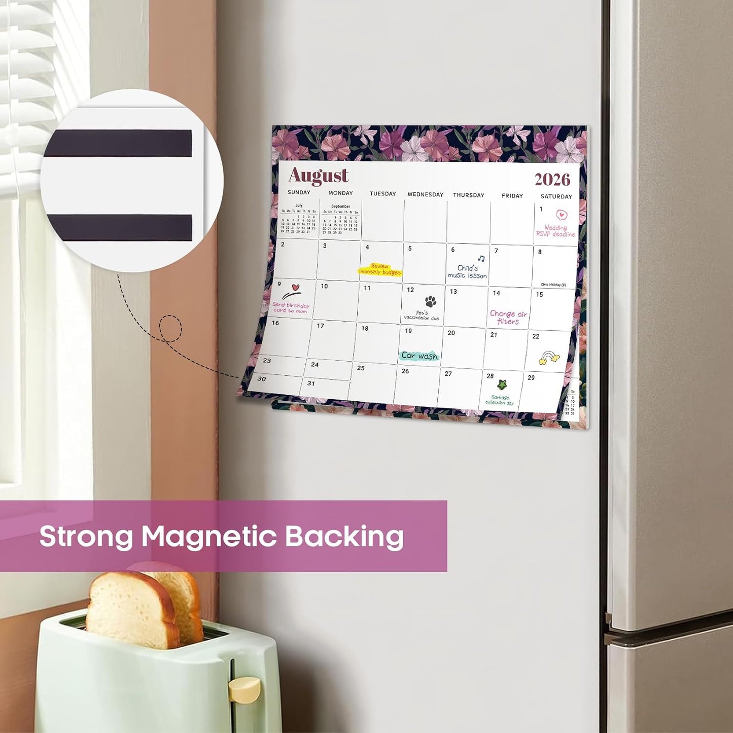 2026-2027 Magnetic Calendar for Refrigerator, Apr 2026-Dec 2027 | 21-Month Fridge Calendar 2026-2027 for Home Planning, Scheduling and Easy Organization, Greenery