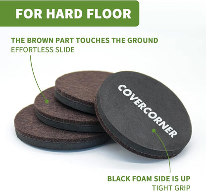 Felt Furniture Sliders for Hardwood Floors 8 PCS, 3 1/2" Beige | Felt Furniture Pads for Hardwood Floors, Furniture Moving Sliders, Heavy Duty Felt Movers Sliders, Chair Leg Floor Protectors