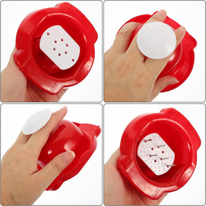 BESPORTBLE 3pcs Handheld Vegetable Grater with Finger Protector, Red Plastic Hand Guard for Potato and Food Shredding, Kitchen Safety Cutting Tool for Food Preparation