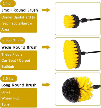 18 Pcs Drill Brush Attachments Set,Power Cleaning Scrub Brushes with Extend Long Attachment,Grout Cleaner for Tile Floors,Car Detailing, Carpet, Tile Grout, Sinks (18)