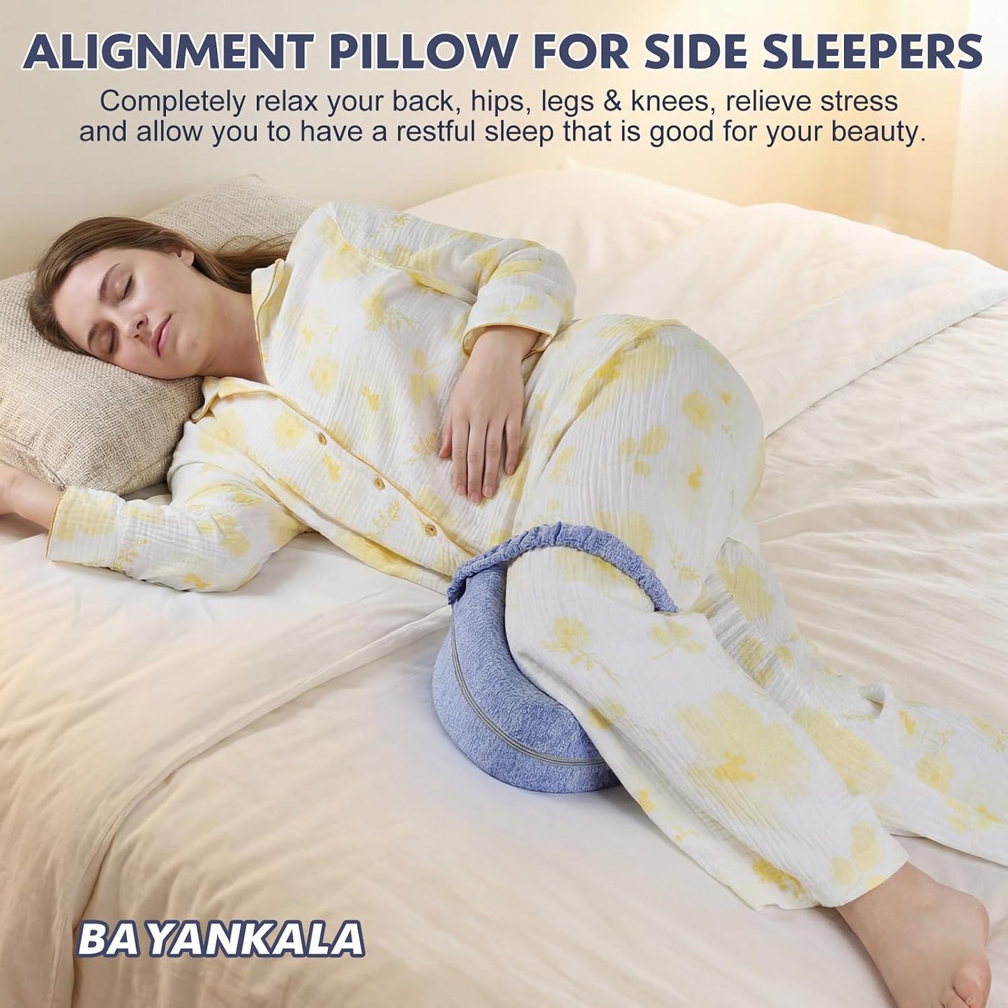 Revoget Alignment Pillow for Side Sleepers, Relieve Leg Pain & Sciatica 2026 New Knee Pillow for Side Sleepers, Hips Buttocks Back Sciatica Relief Pillow with Adjustable Strap (Star Blue)
