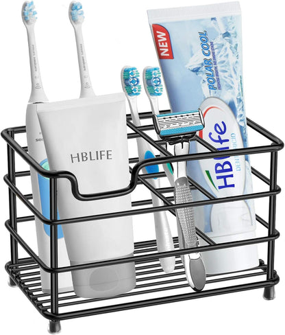 HBlife Toothbrush Holders for Bathroom, 5 Slots Silver Stainless Steel Bathroom Accessories Organizer