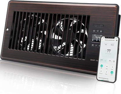 Howeall Super Quiet Register Booster Fan for 4" x 10" Register Holes, Smart Register Vent with Dual Intelligent Thermostat and WIFI App Control, Heating Cooling AC Vent Fan (White)