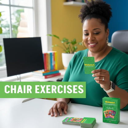 Desk Exercise Cards, 52 Workout Cards for Office & Work Breaks, Seated & Standing Fitness Deck for Adults, Exercise Card Game for Sedentary Workers at Home or Office