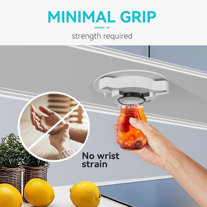 Jar Opener Bottle Opener for Seniors with Arthritis - Under Cabinet Jar Opener for Weak Hands, Rotary Lid Opener, Easy Twist-Off Lids for Jars & Bottles, Original Kitchen Gadgets (Red)
