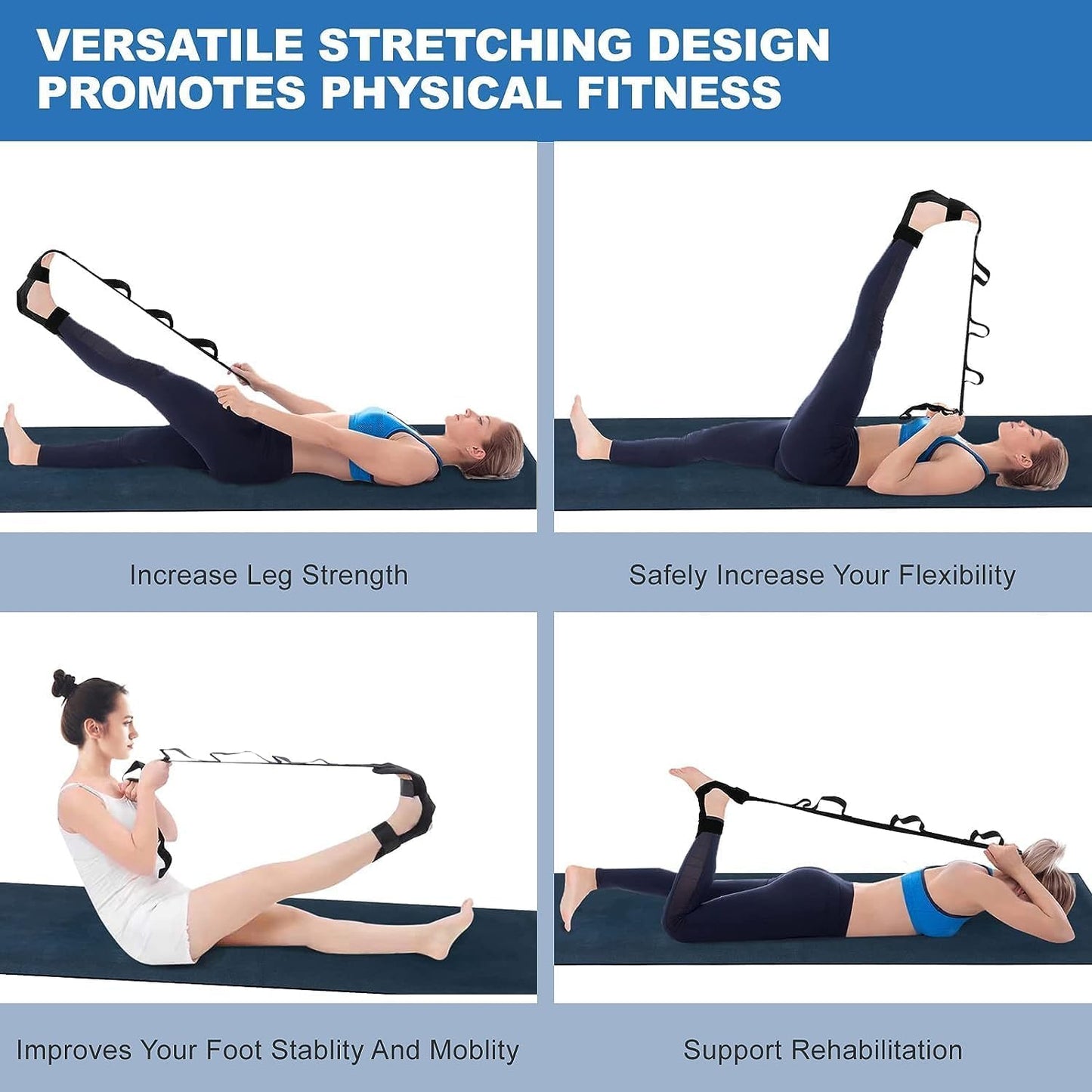 Foot Stretcher Strap for Plantar Fasciitis and Calf Stretching | Hamstring Relief, Achilles Tendonitis, Yoga Exercise, Leg Stretcher Belt, Ligament Stretching