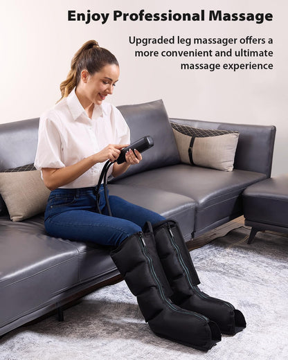 CINCOM Leg Massager for Circulation and Pain Relief, FSA - HSA | Air Compression Massager for Foot and Leg 3 Modes 3 Intensities Helpful for Lymphedema Edema Restless and Relaxation