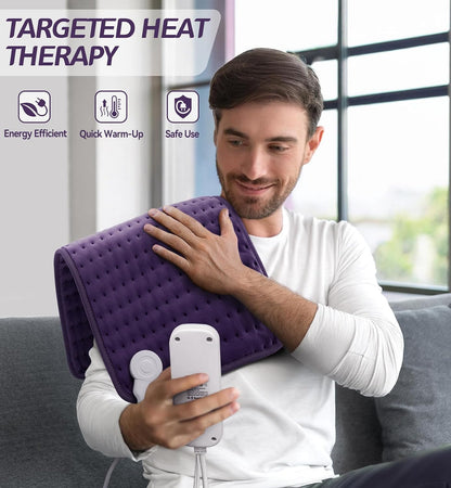 Heating Pad for Back Pain Relief, Extra Large 17"x33" Electric Heat Pad with 6 Heat Settings, 4 Timers, Auto Shut-Off - Machine Washable for Neck Shoulder Cramps, Christmas Gift for Women Mom Wife