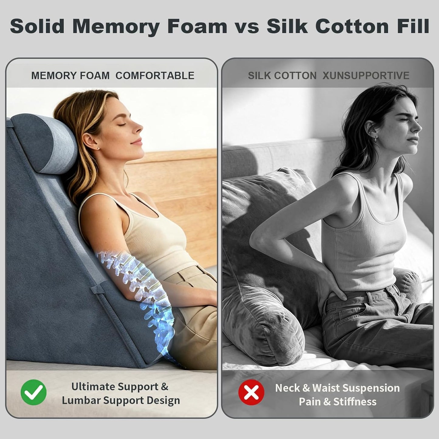 COZEER 3‑in‑1 Reading Pillow for Bed with Sponge Lap Desk & Lumbar Support | Adjustable Lumbar Support & Headrest, Dual-Side Zoned Storage, Detachable Armrest Design for Reading Gaming Home Office