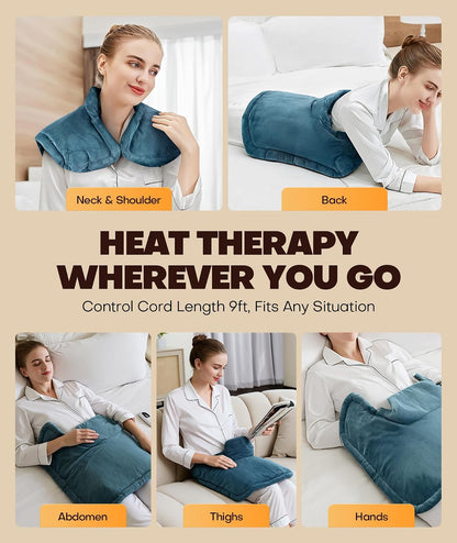 Graphene-Infused Instant Heating Pad with 3M Thinsulate, Ergonomic Weighted Heating Pad for Neck and Shoulders and Back, Heated Neck Wrap w/ 6 Heat Options 4 Auto Timer, Gifts for Women Men