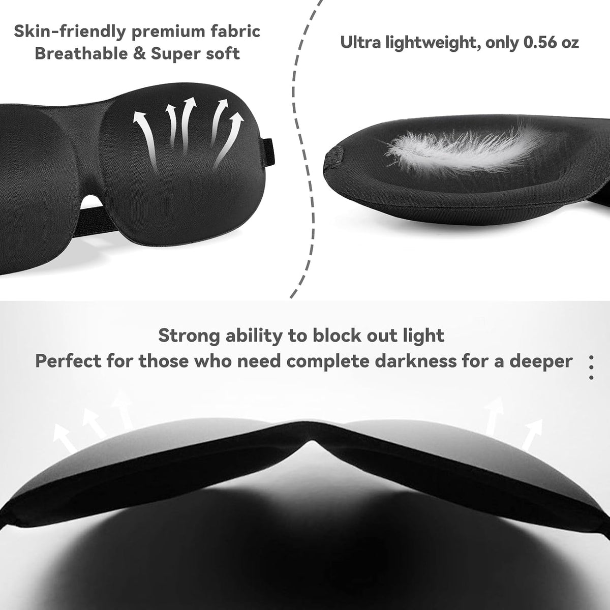 4 Pack Sleep Mask for Women and Men Adjustable Blackout 3D Eye Masks for Sleep, Blindfold with Storage Bag and Earplug for Travel Nap and Night (Black, Purple, Blue, Gray)