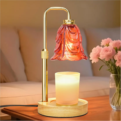 XJZJY Pink Flower Candle Warmer Lamp with Timer, Birthday Gifts for Women