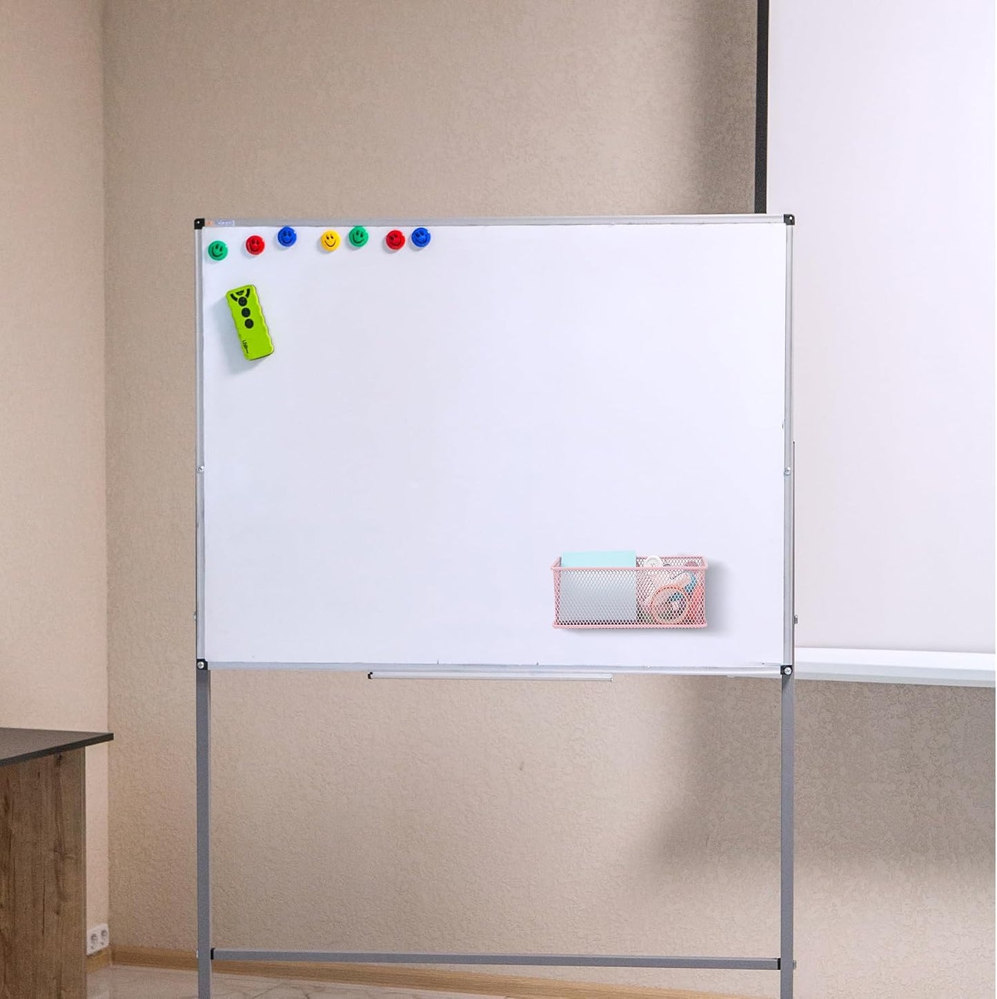 Magnetic Pencil Holder Set of 3 - Black Wire Mesh Storage Baskets Organizer with Strong Magnets - Perfect for Whiteboard, Refrigerator and Locker Accessories