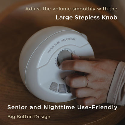 WELLCARE - Naturcare Sound Relaxation: 7 Nature Sound Machine with White Noise, Sleep Aid for Babies and Adults, Stepless Volume, Timer, Adapter Powered (Included) or Battery Operated (Not Included)