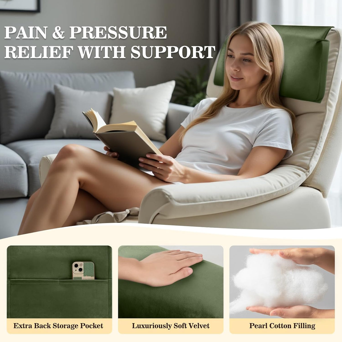 Recliner Headrest Pillow, Adjustable Comfort Neck & Head Support Pillow