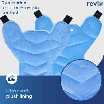 REVIX Large Ice Pack for Back and Shoulder Discomfort Relief, Reusable Gel Cold Pack with Soft Plush Lining, Flexible & Long-Lasting Cold Therapy Wrap, Navy