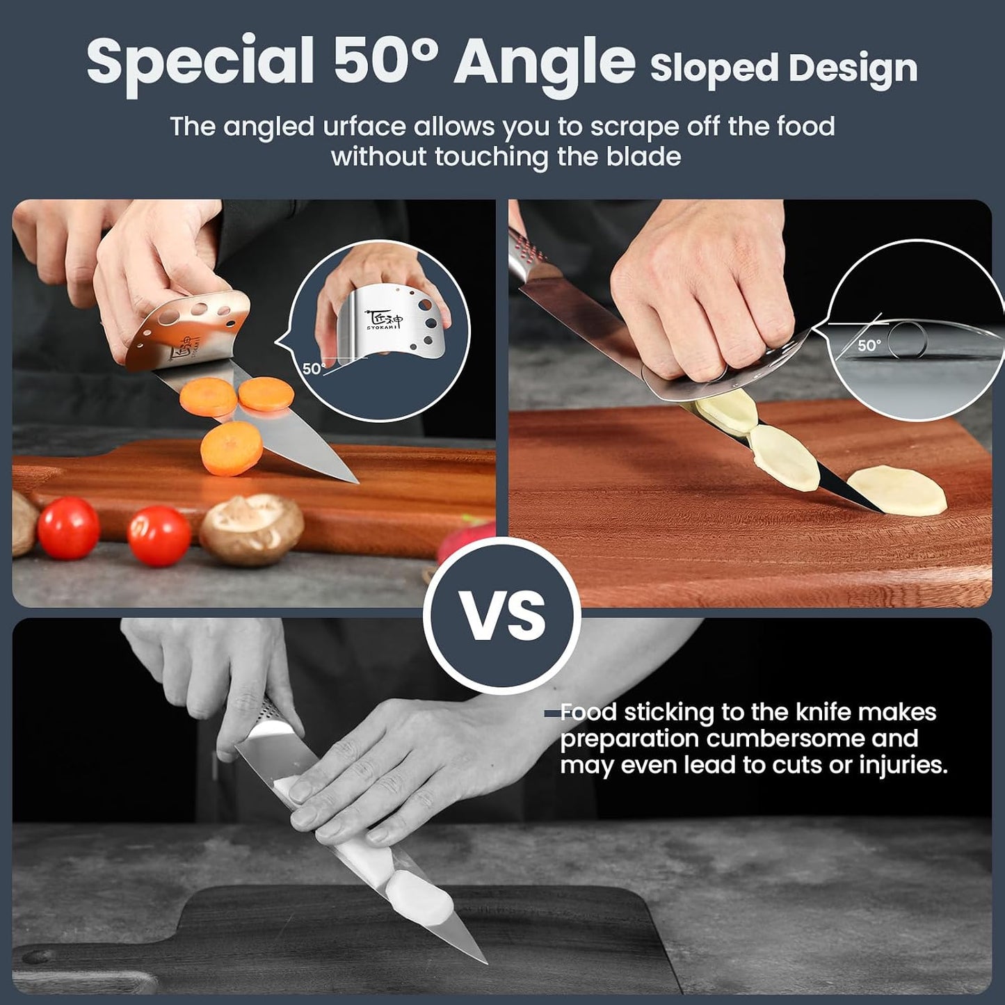 Finger Guards for Cutting Food-Finger Protectors with Herb Stripper | Stainless Steel | 2 Pcs | Adjustable Size | Rose Gold | Protecting Fingers and Nails | Gift Box for Couple Women Mom Wife