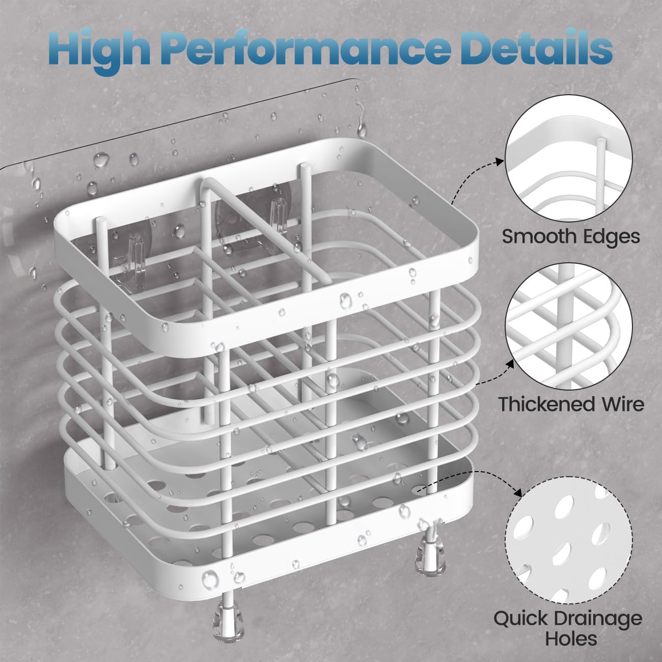 Luxspire Toothbrush Holders for Bathroom, Stainless Steel, 6 Slots, Black | Toothbrush Holders With Drainage, For Bathroom Countertop & Kitchen Sink, Bathroom Accessories