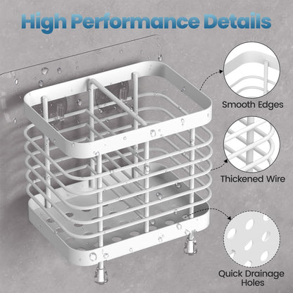 Luxspire Toothbrush Holders for Bathroom, Stainless Steel, 6 Slots, Black | Toothbrush Holders With Drainage, For Bathroom Countertop & Kitchen Sink, Bathroom Accessories