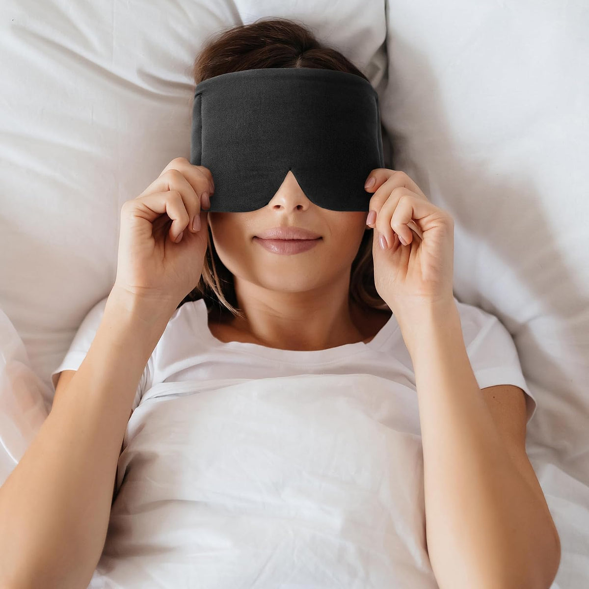 FRESHME Weighted Eye Mask for Sleeping - Gray Blackout (0.7lb/11oz) Cotton Heavy Weighted Eye Pillow for Men Women, Oversize Large Soft Sleep Face Eyes Cover with Nose Pad for Sidesleeper