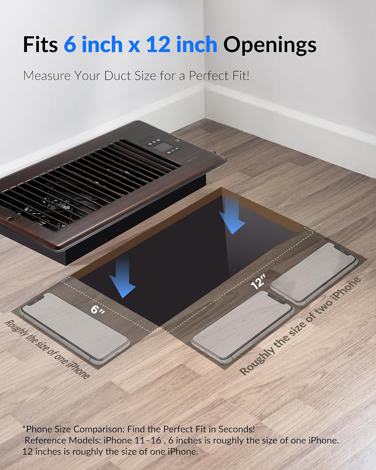Howeall 4" x 10" Super Quiet Register Booster Fan - Upgrade Smart Register Vent with Ionizer and Dual Intelligent Thermostat Control - Heating Cooling Vent Fan Booster - Charleston Design (ORB)