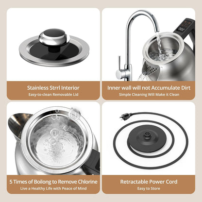 Electric Kettle with Temperature Control, 1.7L 1500W Stainless Steel Tea Kettle, 13 Preset Temperatures, LED Display, Keep Warm 2 Hours, Strix Thermostat, BPA Free Hot Water Boiler for Tea & Coffee