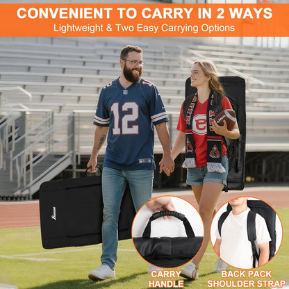 2PK 21in Extra Wide Dual-Zone Heated Stadium Chairs for Bleachers with Back Support,3-Level Heating Foldable Bleacher Chair, 6 Reclining Positions, 5 Pockets, Buckle & Hooks Fasten for Outdoor