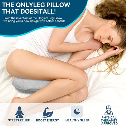 Knee Pillow for Side Sleepers Hip Pain, Leg Pillow for Side Sleeping | Side Sleeper Pillows Memory Foam Back, Sciatica, Knee Pain Relief with Washable Cover, White 1 Pack